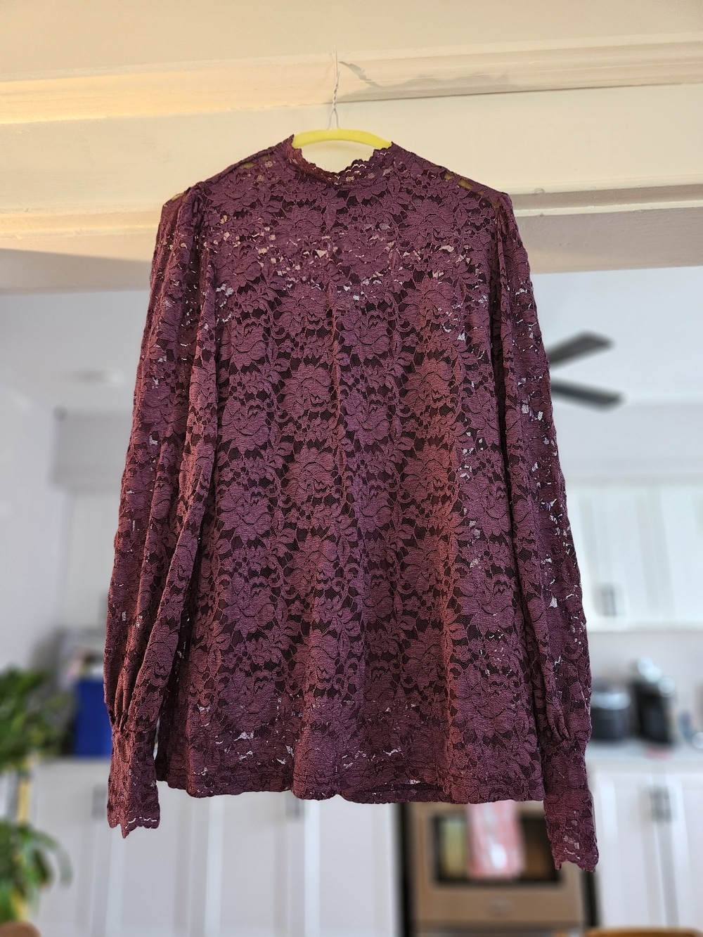 Lace Long-Sleeve Blouse - Deep Plum